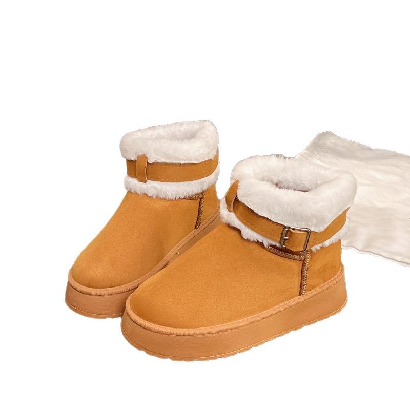 Damen Überweite Plateau Schneestiefel, Plüschgefütterte Winterstiefeletten im koreanischen Stil, Rutschfeste Thermo-Knöchelstiefel für Damen