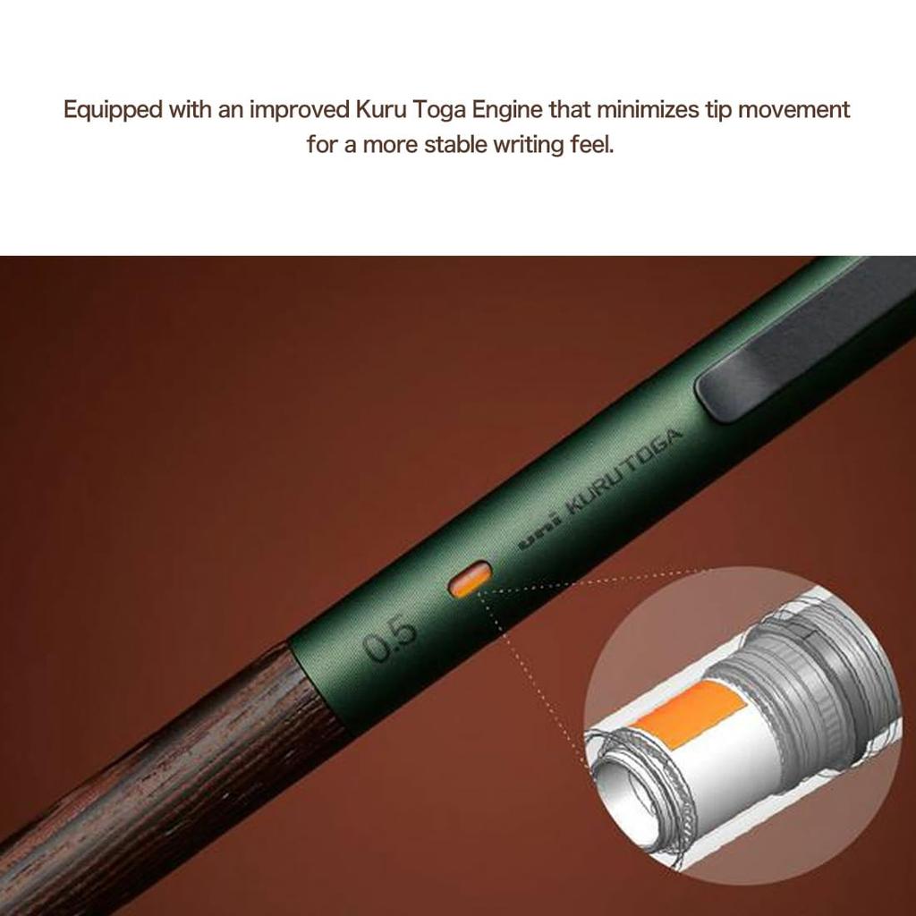 Kuru Toga Wood Mechanical Steel Pencil, 0.5mm, Gray, M5KW1P.23