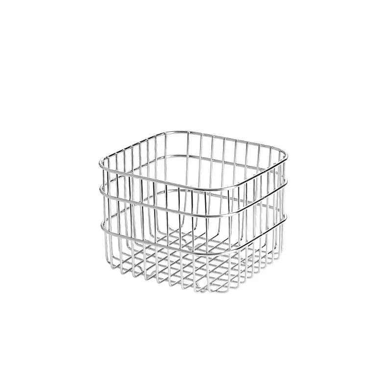 Coș de Scurgere din Oțel Inoxidabil 304 Coș de Depozitare de Uz Casnic pentru Bucătărie Pătrat Coș pentru Fructe și Legume Coș de Depozitare pentru Cosmetice