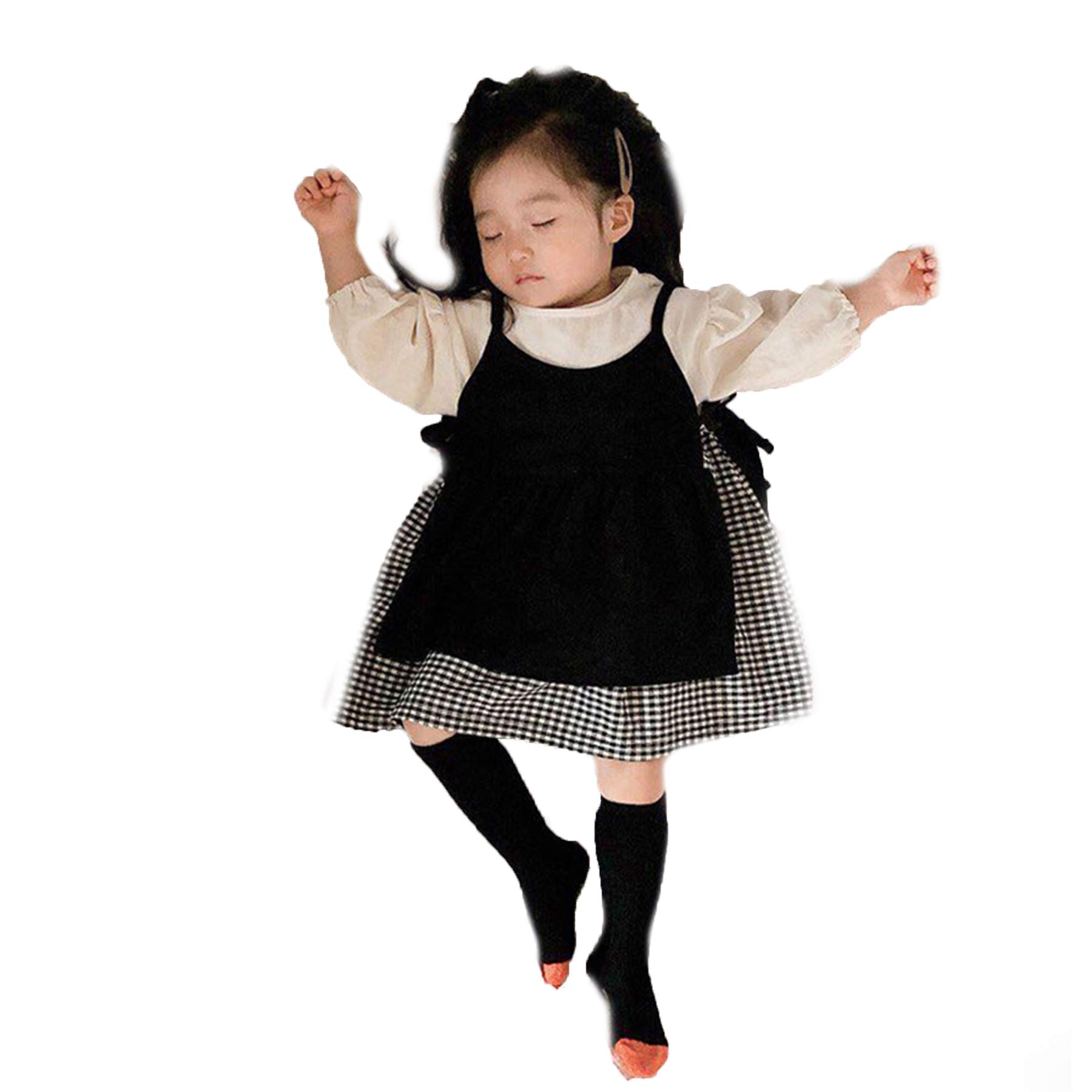 

SLINX Baby Clothes Long Sleeve Set for Fluffy Baby Checkered Baby Sister Everyday Fall Size Set, Dress, 2-Piece Girls, Kids, Romper, Print,