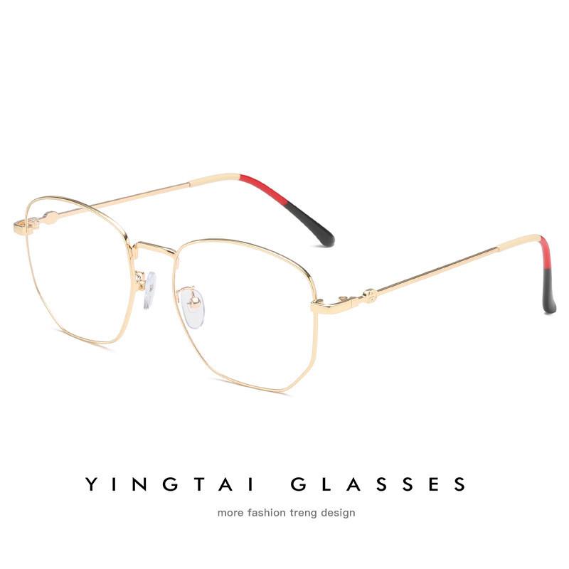 Style Retro Metal Glasses Frame With Blue Light Blocking For Fashion Commuting