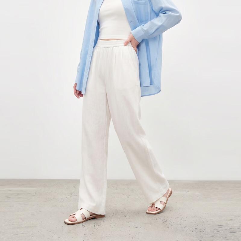 Women s Linen Blend Wide-Leg Casual Pants S