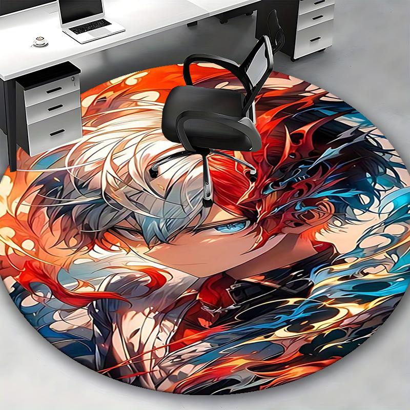 1pc Anime Design Round Carpet Office Chair Mat, Non Slip Rug for Anime Lovers | Festival Gift, Decor | Home Office, Living Room, Bedroom