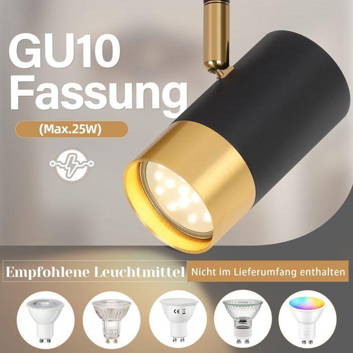 Spot de plafond - NETTLIFE - GU10 2 lampes - Orientable 350° - Noir/doré - Métal