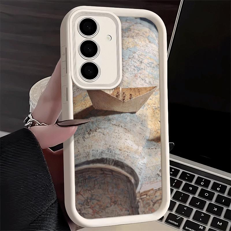 Phone Case for Samsung Galaxy S26 S25 Ultra S24 FE Paper Airplane Boat Dream Shell S23 Plus S22 + S21 S20 5G Soft Silicone Funda