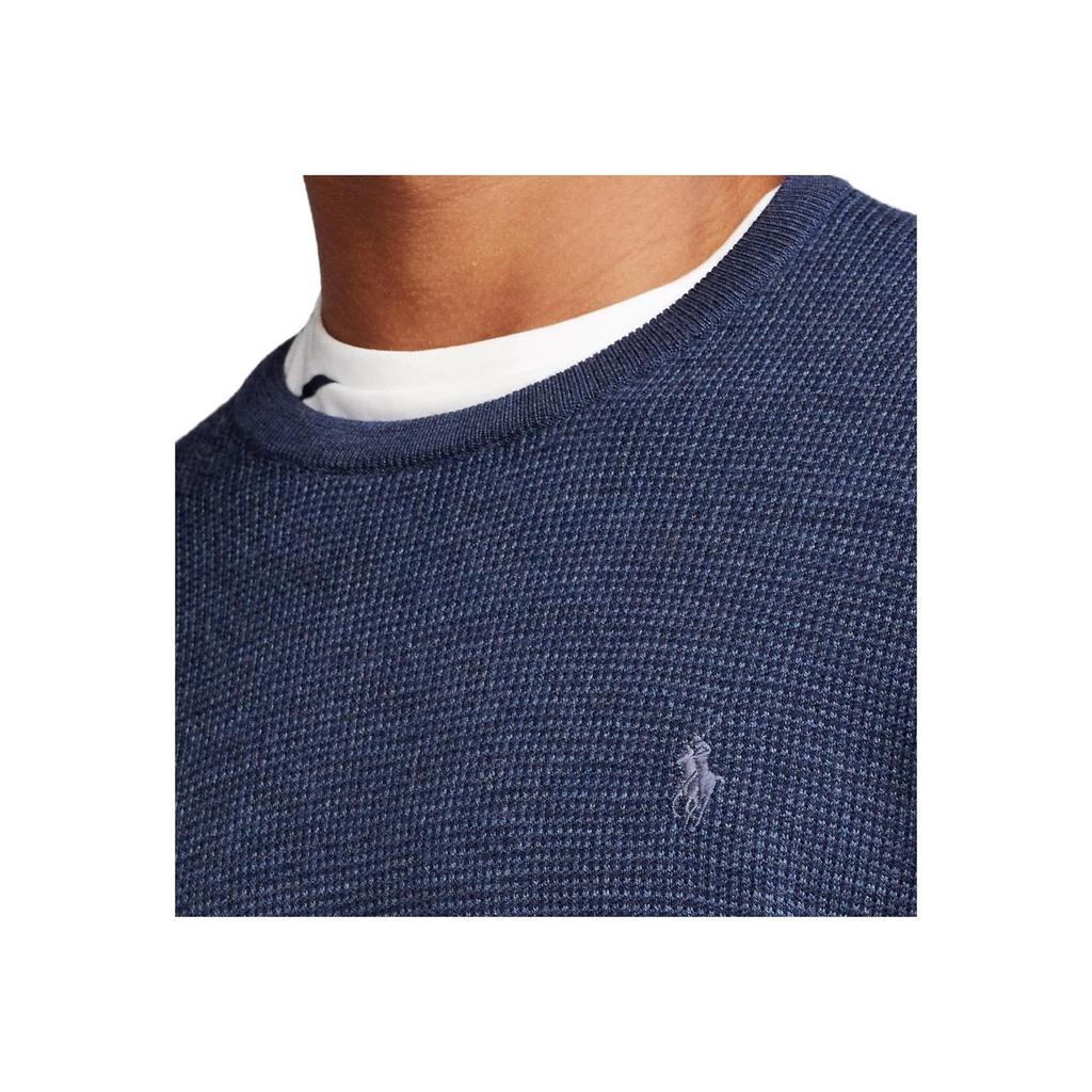 Polo Ralph Lauren Small Pony Logo Embroidered Wool Crew Neck Knit Sweater Men Sweater Navy-Blue MNPOSWE16820507-410