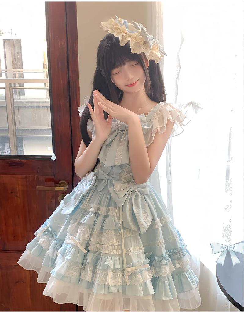 Jundakara Lolita Cosplay Open Shoulder and Detachable French Princess Size M Women's Dress, JSK, Costume, Lace, Ruffles, Ribbon, Lace-Up, Lolita,