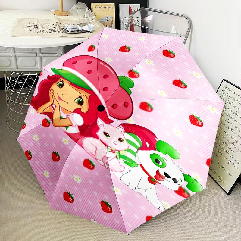Straw-berry Friends Umbrella Folding umbrella, automatic umbrella 8-Frame for Travel, camping Use Gift for Halloween Christmas