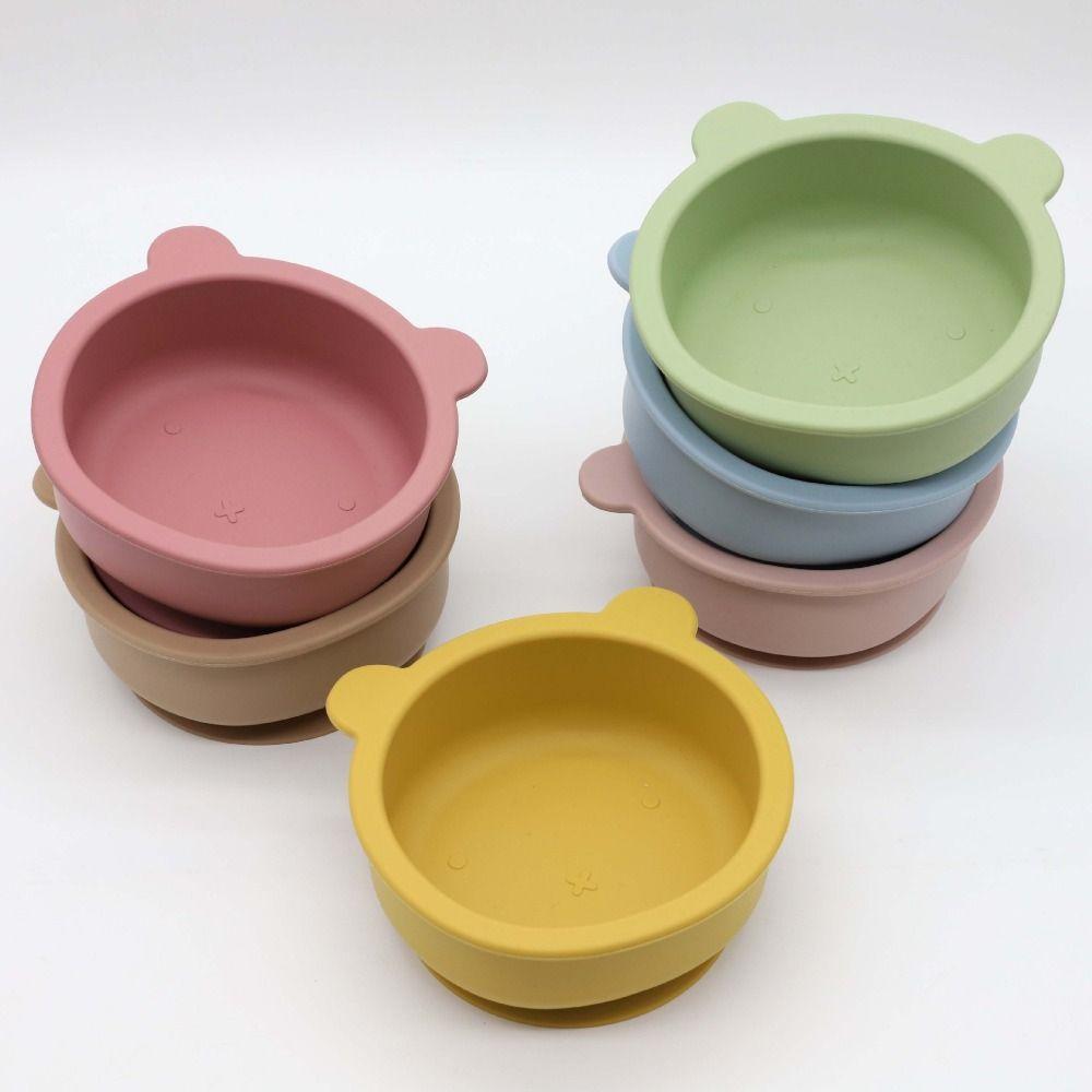 Flexible Feeding Tableware Waterproof Feeding Bowl Set Silicone Suction Bowls  Learning To Eat