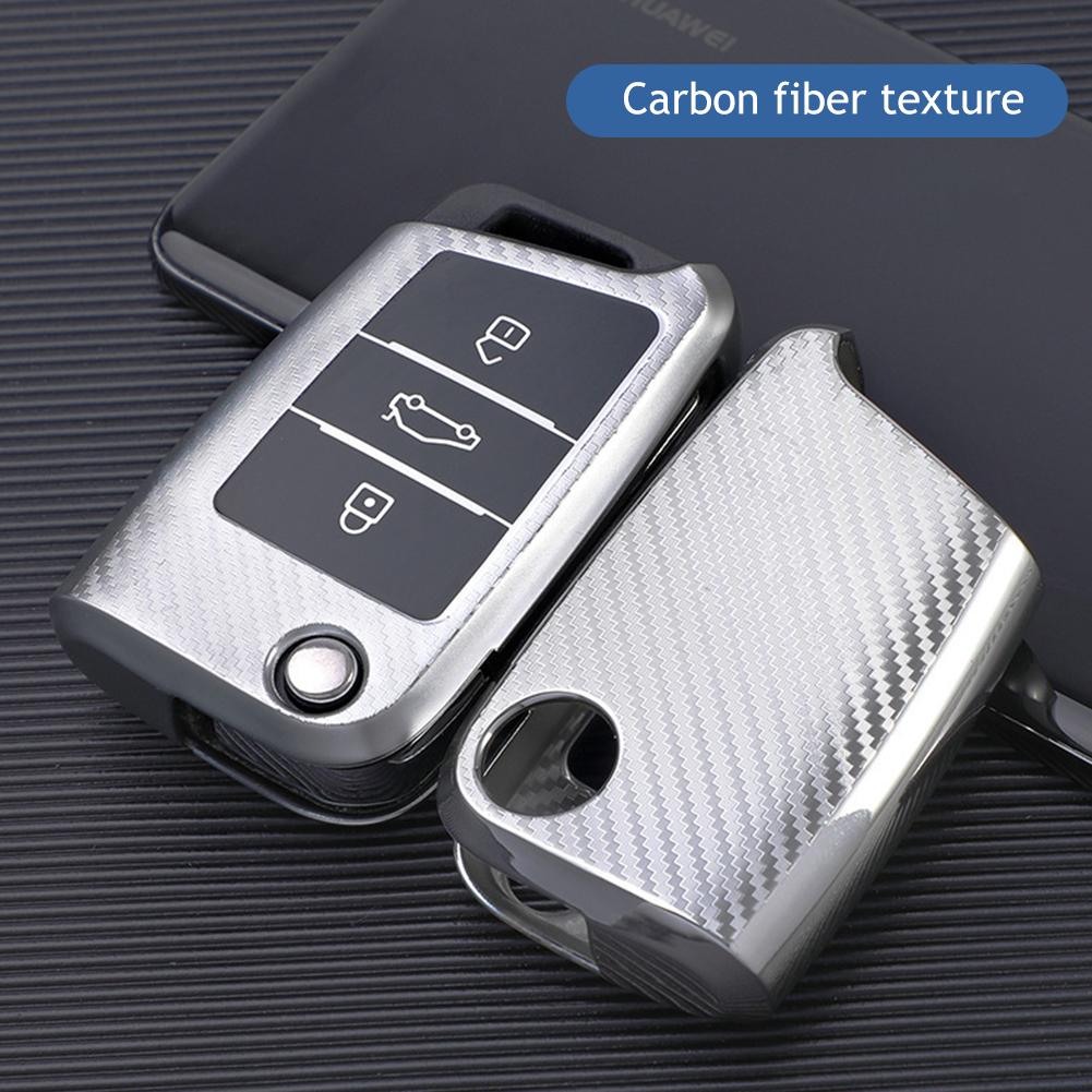 Husa pentru chei auto din filtru de carbon Tpu pentru VW Volkswagen Golf 7 MK7 Tiguan MK2 pentru SEAT Ateca Leon FR 2 Ibiza pentru Skoda Octavia