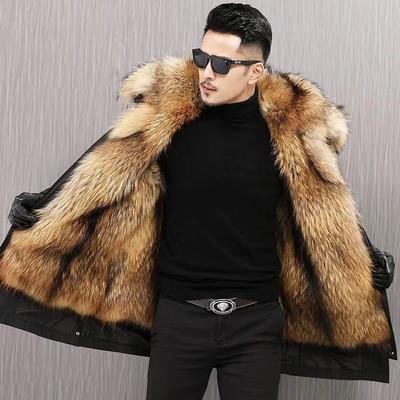 Handsome Men Winter Imitation Mink Fur Detachable Liner Thick Imitation Fur Jacket