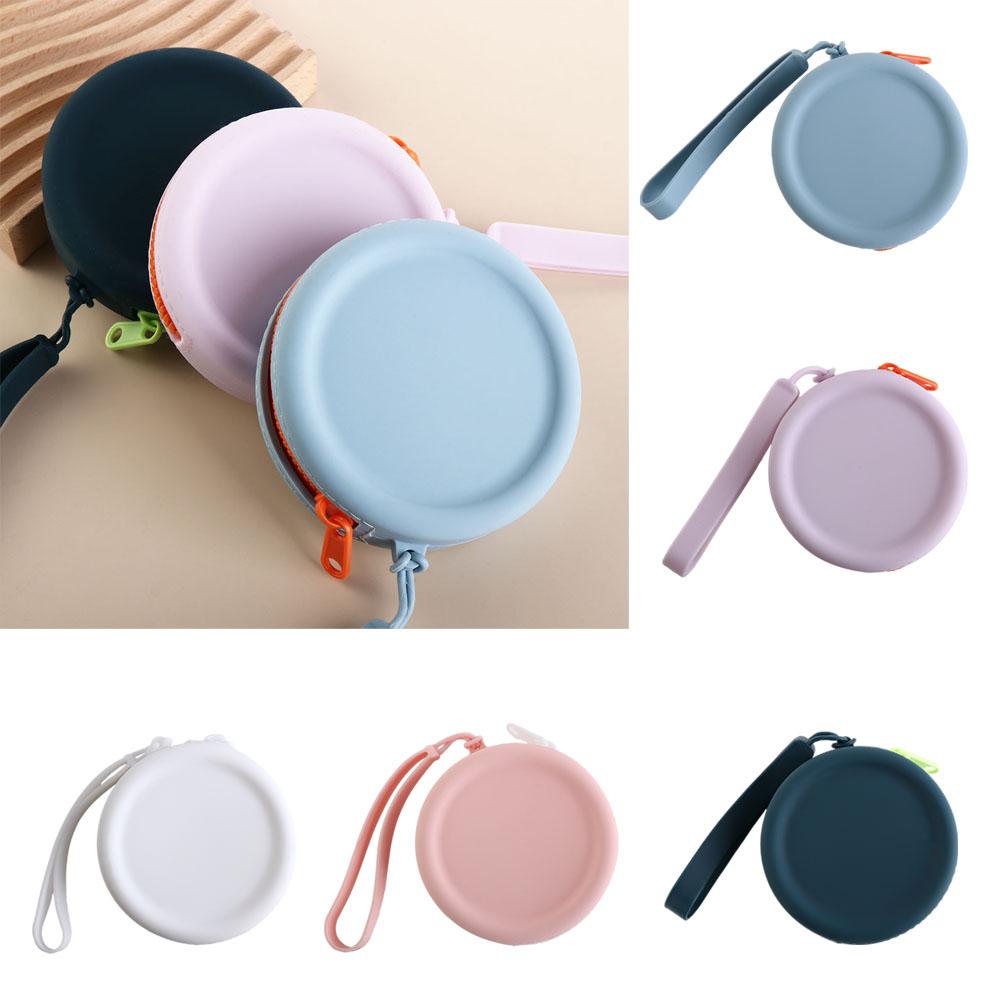 Mini Round Silicone Coin Purse INS Data Cable Storage Bag Creative Lipstick Cosmetic Bag  Women