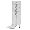 Fashion 2025 New Metal Belt Buckle Thin Heel Single Boots Women's Fashion Pointed Toe Side Zipper Anti-Slip Wear Resistant Tall Boots