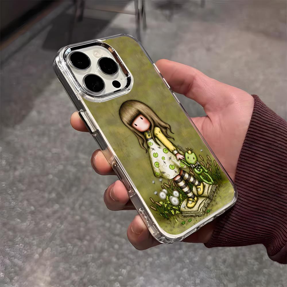 

S-Santoro G-Gorjuss Girls Phone Case For IPhone 17 Air 16 E 15 14 13 12 11 Plus Pro Max Electroplated Transparent Soft Shell iPhone 16