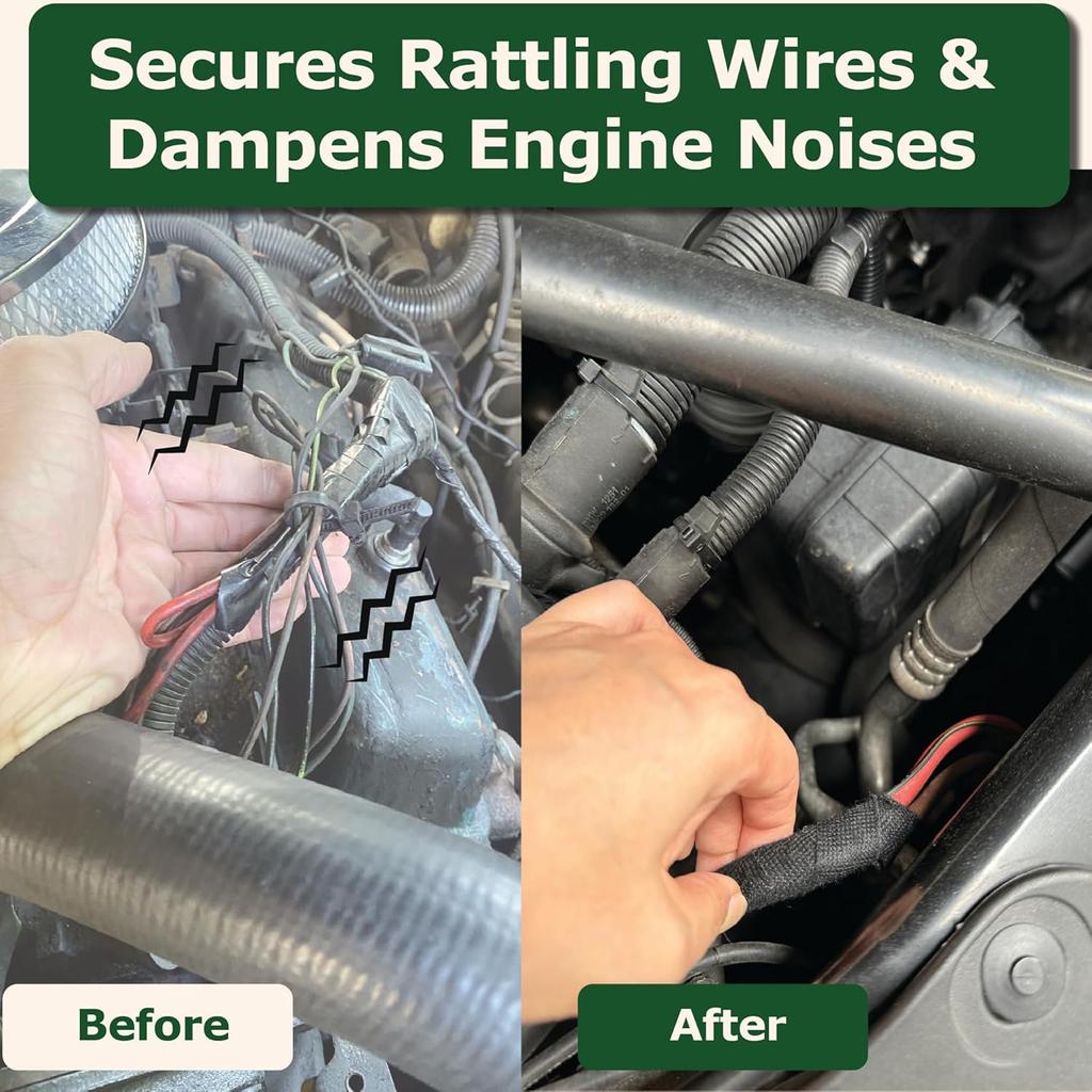 Heat-Resistant Harness Electrical Tape Automotive Wire Loom Fabric Wrapping Tape for Cable Management and PC Wire Bundling