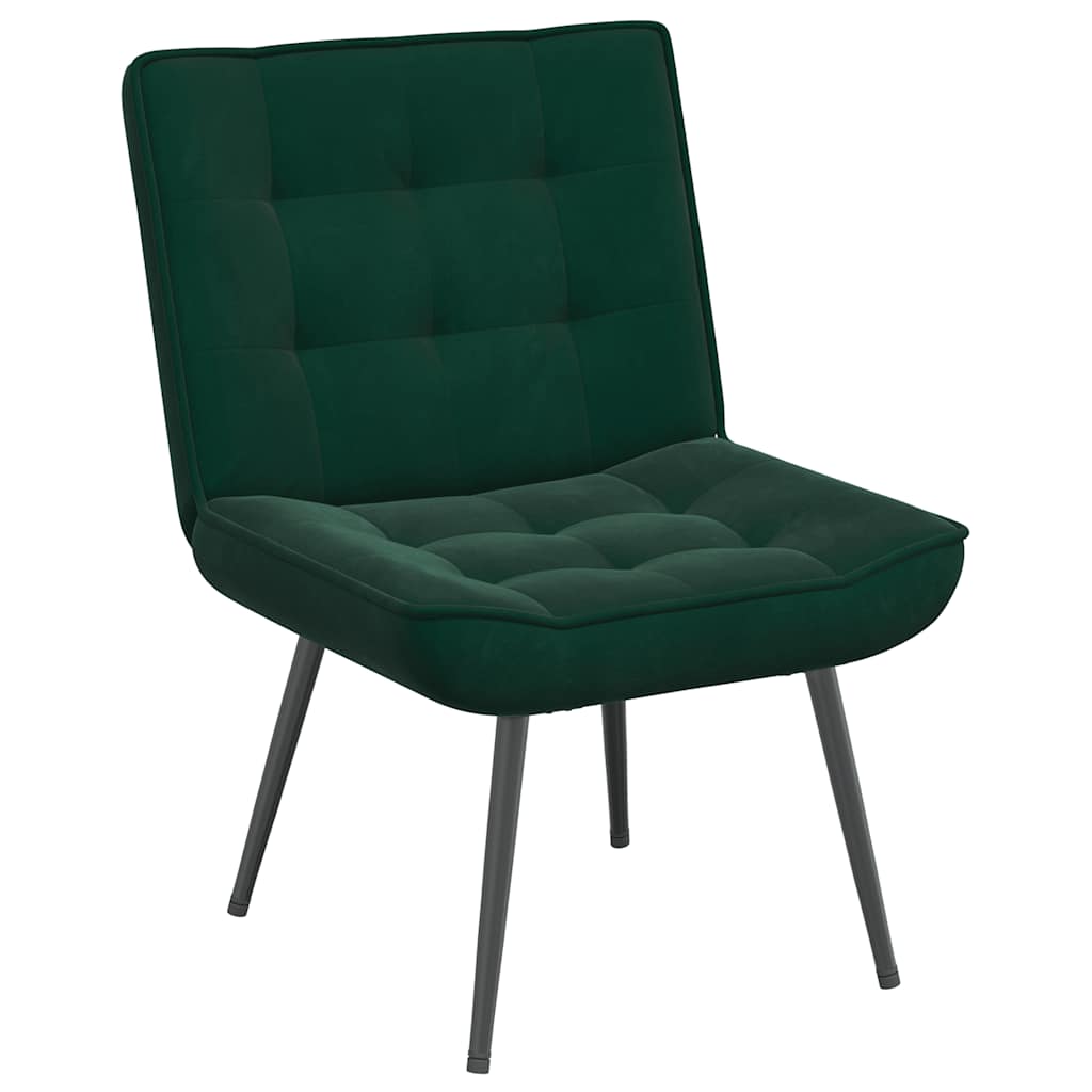 Velvet Relaxation Armchair with Footstool Dark Green