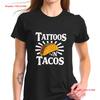 Cotton T Shirt For Unisex Tattoos Tacos With All Vintage Casual Comfortable Versatile Graphic Slightly Homme Stretched