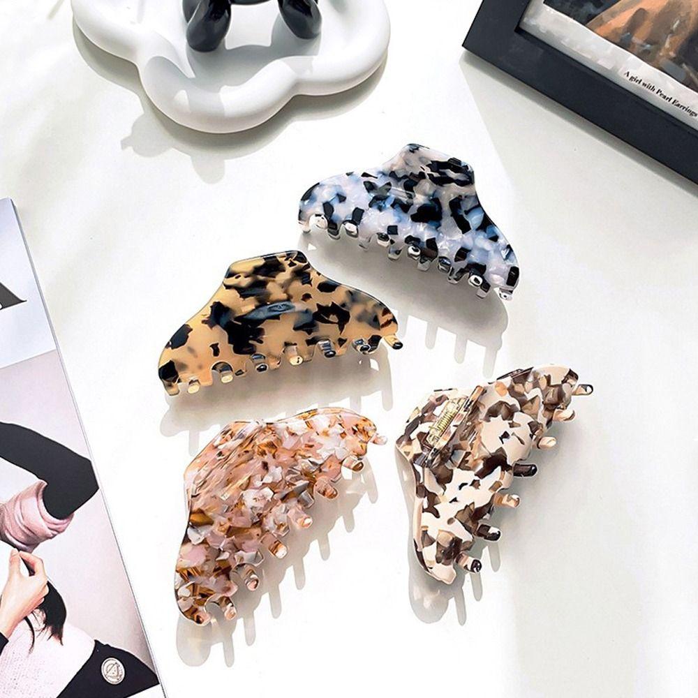 Hair Clip Fresh Acetate Hair Claw Solid Color Tortoiseshell Hair Claw Printing Shark Clip  Girls