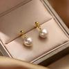 Exquisite Korean Style 999 Pure Silver Pearl Dangle Earrings for Women - Niche Design, High-End Ear Jewelry