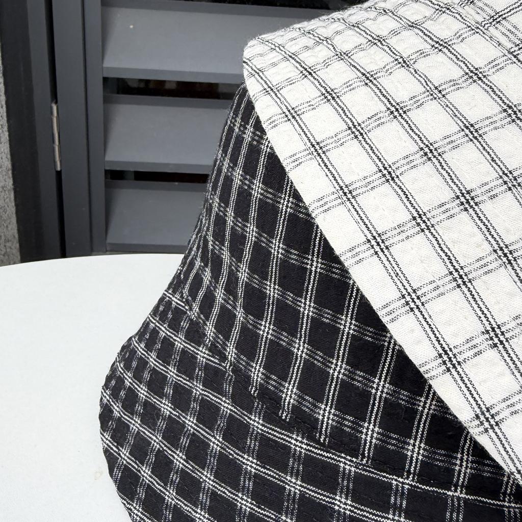 New double-sided plaid bucket hat women's summer thin big-brimmed sun hat outdoor plain face covering sun protection hat