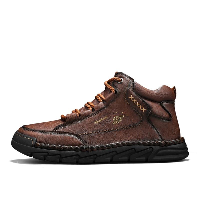 Classical Men's Ankle Boots Vintage Soft Leather Motorcycle Boots  Handmade Casual High Top Shoes Outdoor Male Treking Footwear