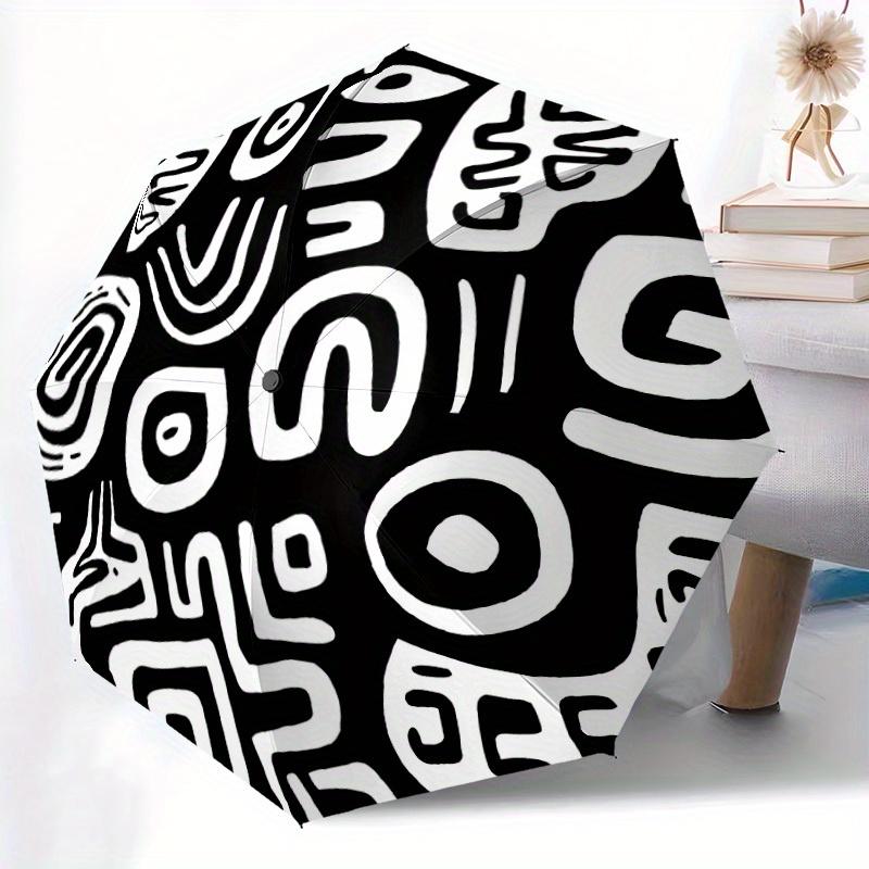 1pc Abstract Patterns Automatic Open 8-Rib Windproof Umbrella, Travel & Commuting, Suitable for All Seasons