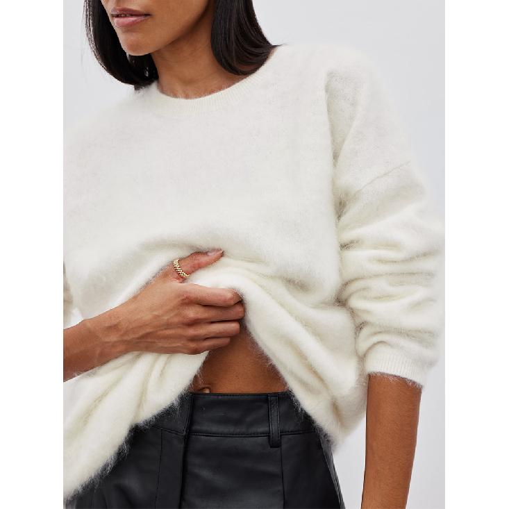 Suéter de Punto Rosa para Mujer Manga Larga Moda Suelto Patchwork Lindo Top Y2k Punto Femenino Elegante Nuevo