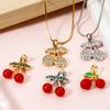 2 Pcs Brass Charm Gold Plated Red Cherry Fruit Metal Pendant For DIY Necklace Bracelet Jewelry Making Findings Supplies