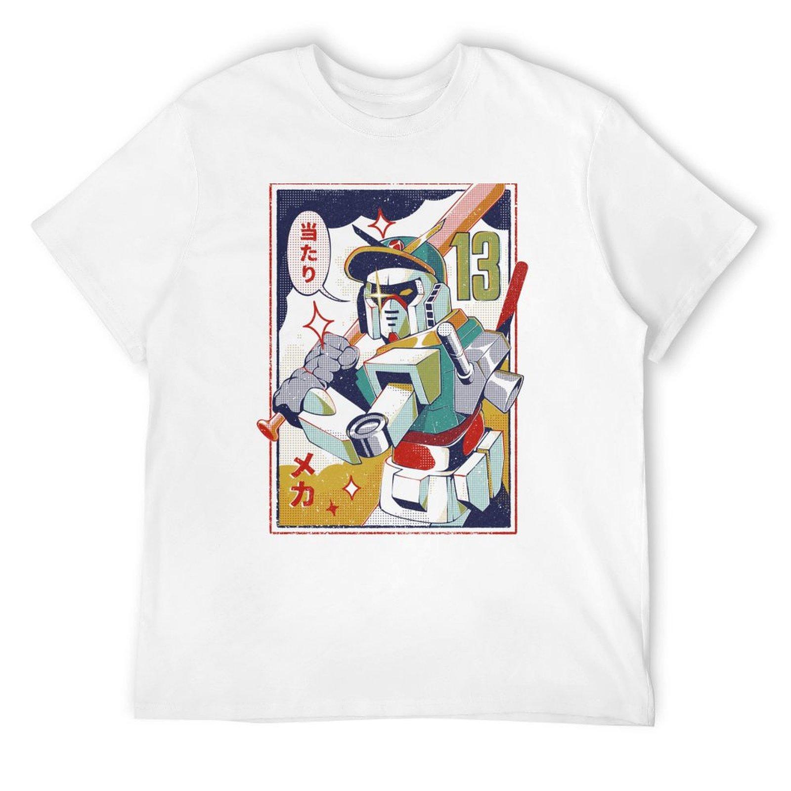 Baseball Mecha T-Shirt anime blue archive mens workout shirts S