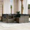 Vidaxl 9-Cz. Garden Furniture Set With Cushions, Grey, Poly Rattan