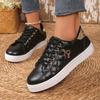 Dammode Quiltade Platåsneakers, Andningsbara Lätta Snörskor för Vardagsbruk