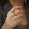 Titanium Steel Cut Banana Leaf Open Ring Fashion Versatile Jewelry Accessory