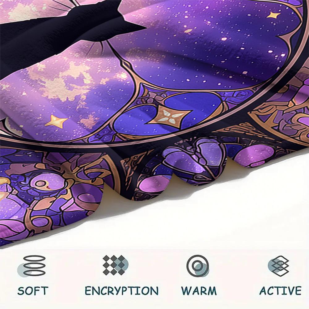 Black Cat Print Flannel Blanket, High Quality Comfortable for All Seasons, Home Decor, Warmth and Comfort, Perfect for Christmas Gifts