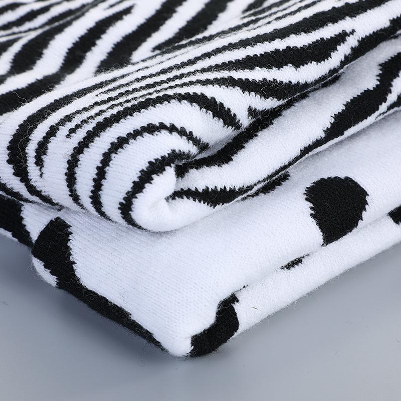 Zebra Pattern Cow Pattern Knitting Keep Warm Crimping Beanie Hat Unisex Autumn Winter Fashion Stripe Skull Cap Women Ski Cap