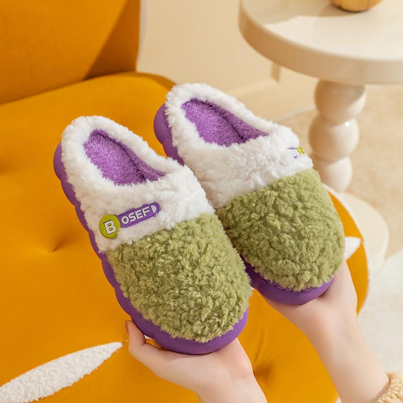 Fashion Winter Warm Fluffy Slippers Women Comfort Soft Sole Plush Home Woman 2024 Mix Color Closed Toe Thick Bottom Cotton Shoes