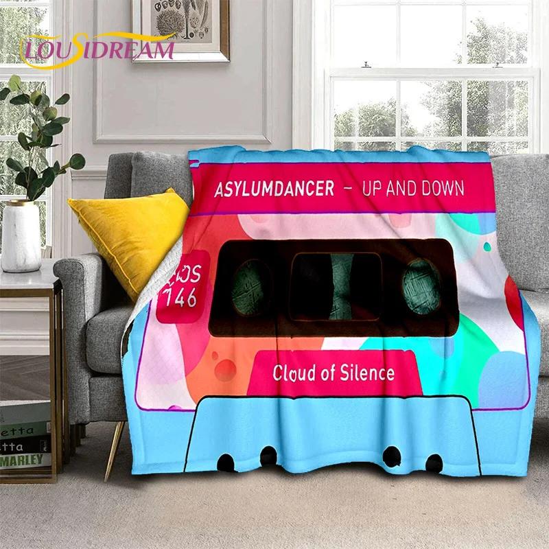 Padrão de Fita Cassete de Música Retrô Manta 3D, Manta Macia para Casa Quarto Cama Sofá Piquenique Viagem Escritório Cobertura Manta Criança