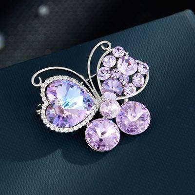 Light Luxury High-End Crystal Butterfly Brooch Female Sweet And Cute Insect Corsage Fashion Exquisite Autumn And Winter Pin