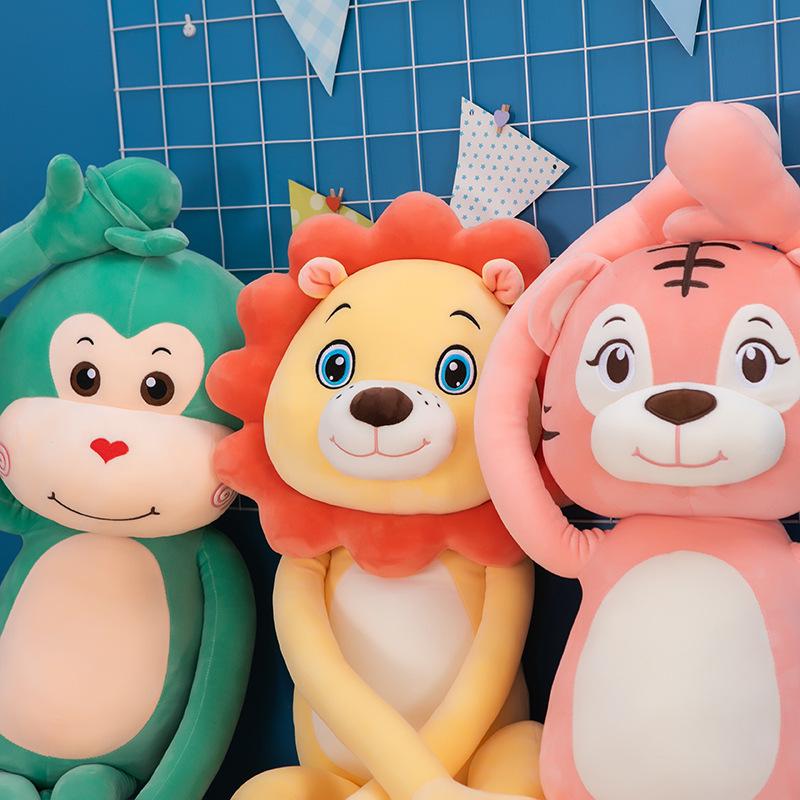 Long-Legged Forest Animal Plush Toy - Lion, Tiger, Monkey Pillow & Stuffed Doll Gift for Girls