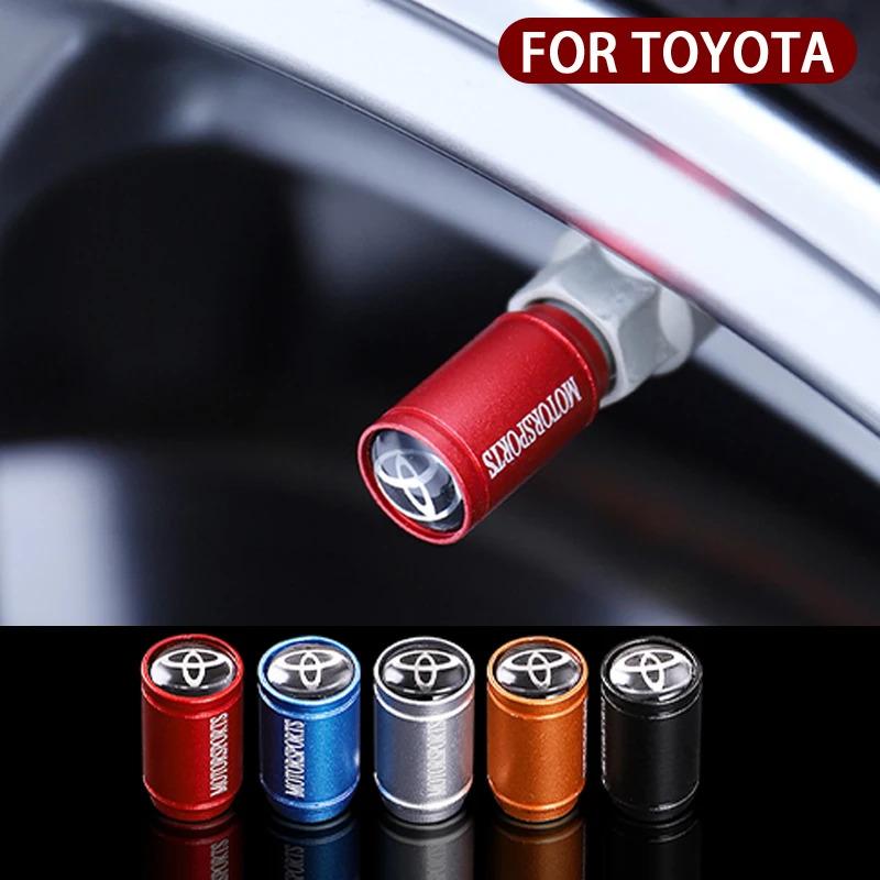4Pcs Matt Car Wheel Tire Valve Caps for Toyota RAV4 Corolla Camry Frontier Supra C-HR Hilux Tacoma PradoCorolla CHR Accessories