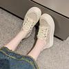 Mode CRLAYDK Klassische Damen-Sneaker Schnürung Jacquard Lässig Sommer Atmungsaktiv Skateboard-Schuhe Damen Plateau Mesh Walking Tennis