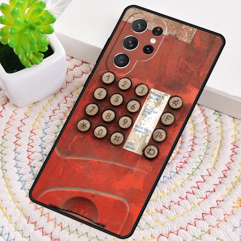 Retro Red Payphone Vintage Payphone Phone Case For Samsung Galaxy Note 10 Pro S26 S25 S24 S23 S22 Ultra Plus S21 FE S20 Cover