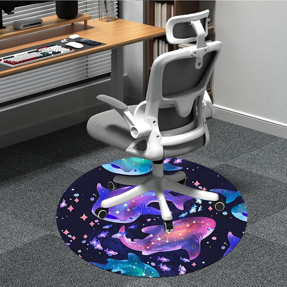 

1pc Galactic Sharks Office Round Area Rug, Indoor Mat Suitable ForOffice, Under Office Chairs Bedroom Living Room Home Decor, Room Deco, D075 80cm by 80cm