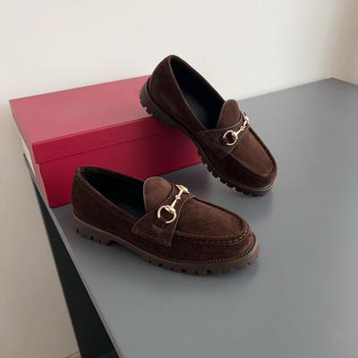Women's 2026 Genuine Leather Retro Thick Sole Loafers with Horsebit