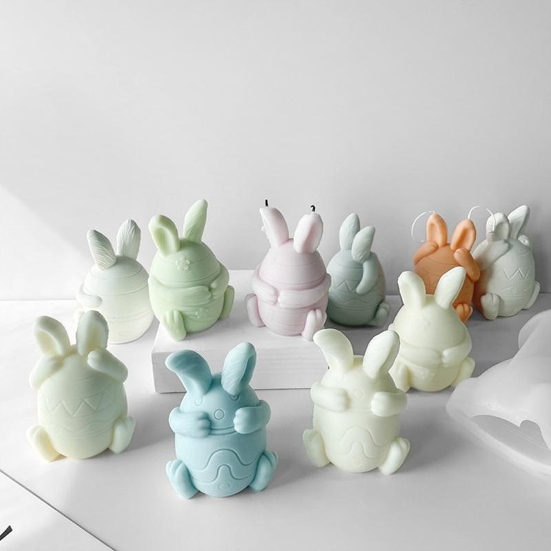 Face-less Rabbit Candle Mold Diy Cover Your Eyes Mouth and Ears Rabbit Aromatherapy Candle Gypsum Incense Stone Mold