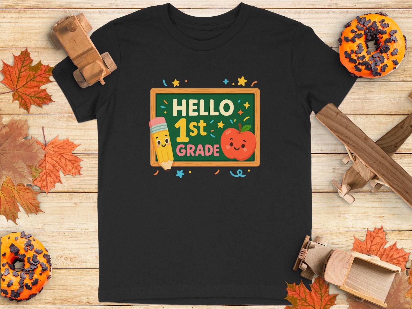 Hello First Grade T-Shirt: Back to School Teacher Shirt * Youth T-Shirt 110