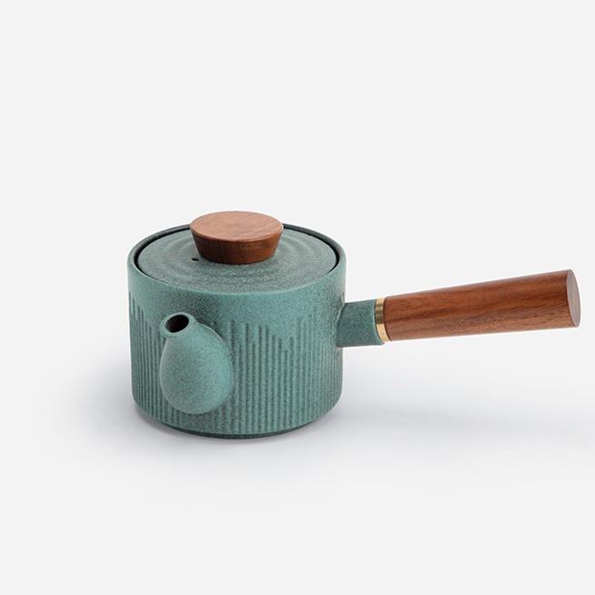 150ml Ceramic Teapot With Wooden Handle And Side Handle For Filtering Tea Sets