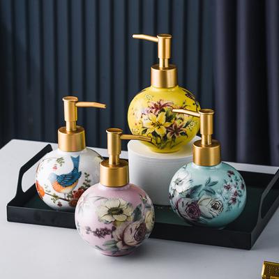 300ml Κεραμικό Δευτερεύον Μπουκάλι Διάφορα Λουλούδια και Πουλιά Διακόσμηση Δοχείο Αξεσουάρ Μπάνιου Οικιακό Δοχείο Σαμπουάν Αφαιρετικό Μακιγιάζ