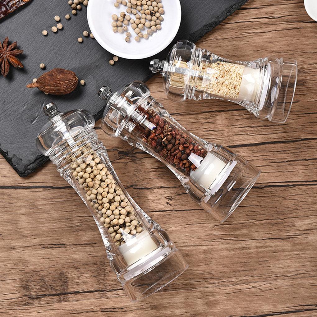 Pepper Grinder Acrylic Salt and Pepper Shakers Adjustable Mill Machine Cruet Grinding Tools Handheld Seasoning Kitchen Gadgets