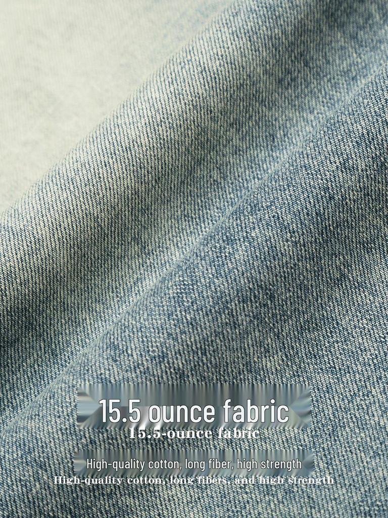 Yongfang Unisex Retro Washed Blue Distressed Wide-Leg Jeans