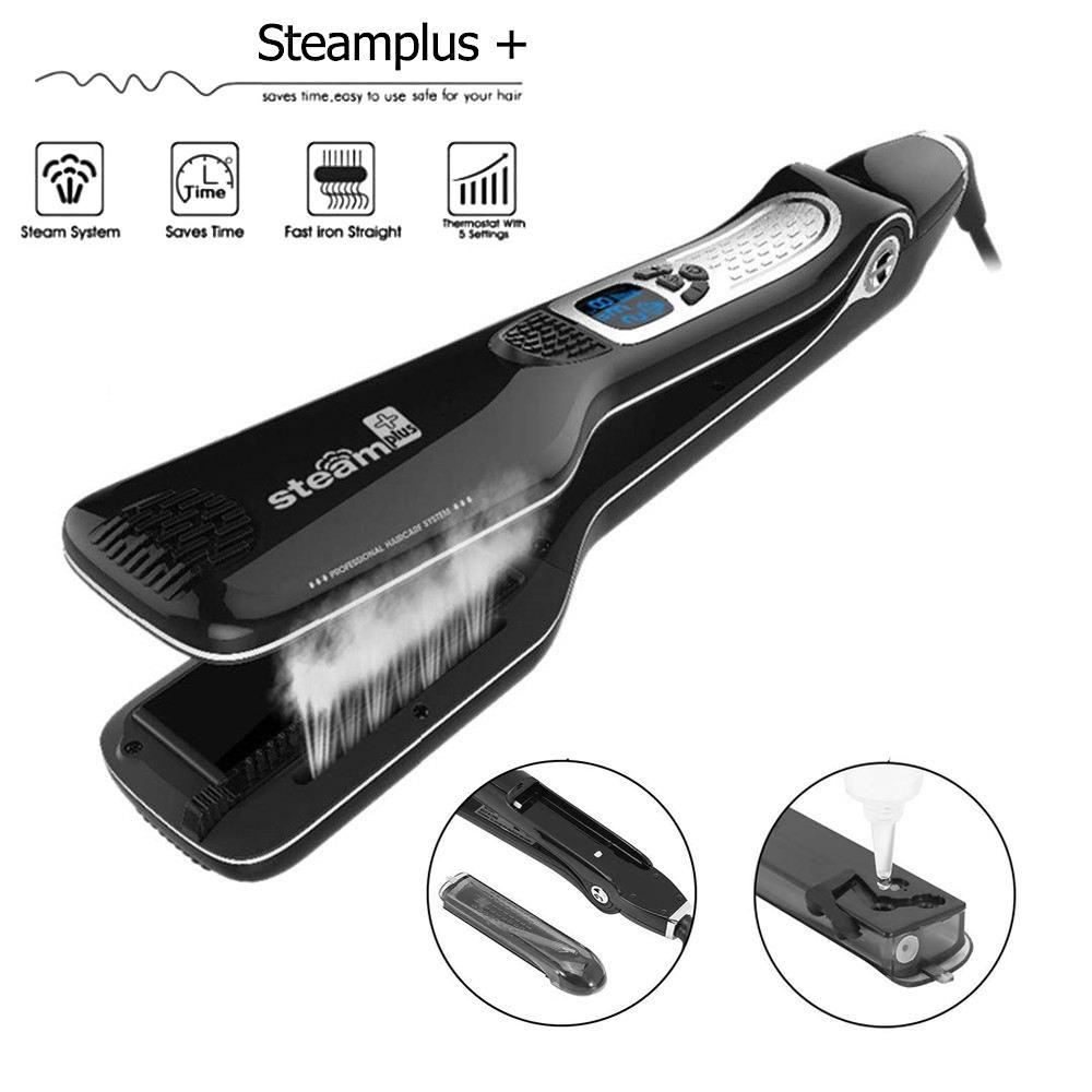 Steam Plus Anti-Scald Dual-Use Hair Straightener and Curler EU Plug чёрный